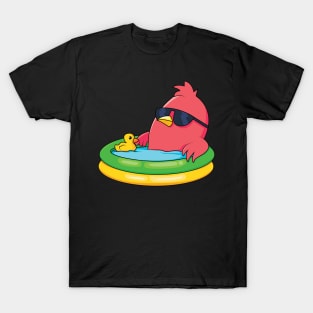 Cool and Relaxed Swimming Sunglasses Bird in a Pool T-Shirt